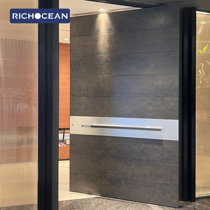 Porte d'entrée pivotante moderne RICHOCEAN en aluminium et <span class=keywords><strong>pierre</strong></span> frittée avec serrure intelligente et plaque de protection – Portes d'entrée avant - Product Image 2