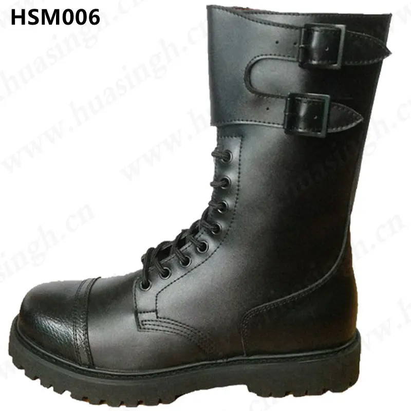 CMH,10 inch full leather upper men French ranger boots double joints style combat boots with two metal buckle HSM006