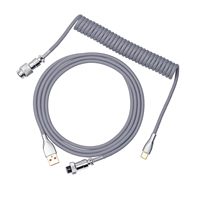 Câble de clavier mécanique rétractable USB-C vers USB-A avec connecteur aviateur détachable, conducteur en cuivre pur et nylon pour tablettes de jeu