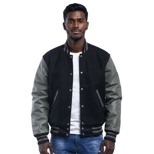Blousons universitaires en toile grande taille pour hommes, style streetwear, design universitaire, col montant, vierges, personnalisables avec logo, vente en gros - Product Image 1