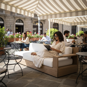 Luxury Hotel Outdoor Sofa <strong>Set</strong> Premium Teak Wood Waterproof Fabric Outdoor Furniture <strong>Set</strong> Garden <strong>Patio</strong> Outdoor Sofa <strong>Set</strong> - Product Image 2