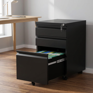 Modern Key Lock Adjustable A4 Steel Filing <b>Cabinet</b> 3 <b>Lockable</b> Drawers-<b>Storage</b> for Living Room Home Office School - Product Image 3
