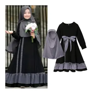 Grosir pakaian Muslim Islami anak perempuan Ramadan Abaya dengan jilbab panjang penuh jubah Burka Maxi bayi balita kecil perempuan Abaya