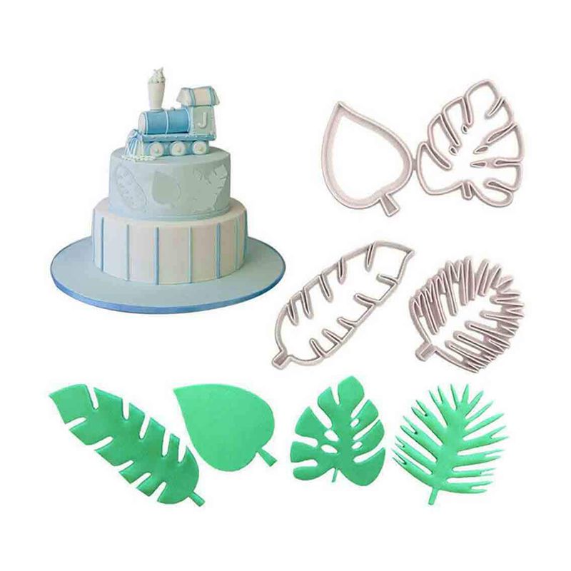 4 шт. тропический лист в форме печенья фрезы Гавайская пальмовых листьев фрезы для десен паста Fondant (сахарная) сахара форма для выпечки торта
