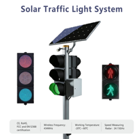 Système de feux de signalisation routière à LED 4 voies, alimenté par énergie solaire, hors réseau, avec batterie intégrée, boîtier PC rouge, vert, jaune, écran complet