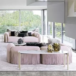 Furnitur kontemporer Sofa kulit 3 tempat duduk, vila Display Hotel bagian Modern Sofa kursi Modern unik