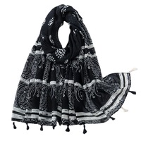 Automne mode encre peinture Floral gland Viscose châle écharpe dame haute qualité Wrap Pashmina étole Bufandas musulman Hijab Sjaal