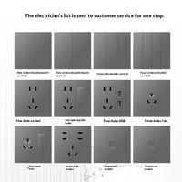 Pannello Elettronico in Plastica Tipo 86 per Decorazione Domestica, Interruttore a Pulsante Nascosto Singolo/Multicontrollo, Presa Singola/Quattro Prese, 10A 2NO