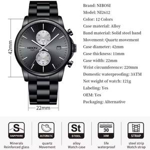 50 pièces de montres-bracelets à quartz Nibosi 2612 personnalisées avec logo OEM, nouvelle montre-bracelet pour homme, montre de luxe vintage pour homme, Montre Reloj Saat - Product Image 6