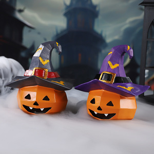Adorno de Resina con Cabeza de Calabaza y Sombrero Mágico de Artes Místicas, Decoración Temática de Halloween, Adorno Artesanal con Cara Divertida para Escritorio Festivo - Product Image 4