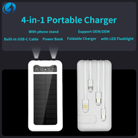 Chargeur solaire portable haute capacité 10000mAh à charge rapide, double USB, batterie solaire pour l'extérieur