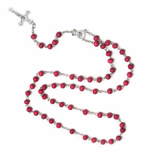 Rosa profumo perlina in <span class=keywords><strong>legno</strong></span> 6mm croce sacra ciondolo rosari collana con croce d'argento Maria centro rosario gioielli religiosi - Product Image 6