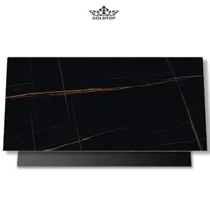 goldtop Factory price Lauren Black Gold Marble Gold Veins Slabs For Background Wall Panel Marble tiles Cut TO Size