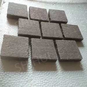 SH Stone paving <span class=keywords><strong>pavers</strong></span> ตาข่ายหินแกรนิตสีแดงธรรมชาติแบบรูบิกพื้นผิวแยกขอบหินกรวดขายส่ง - Product Image 4
