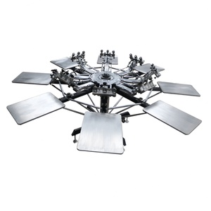 SM8-4565 Manual Automatic Multi-Color Carousel Screen Printing <b>Machine</b> <b>T</b>-<b>Shirts</b> Cards Condition-Engine Famous Label <b>Printer</b> - Product Image 1