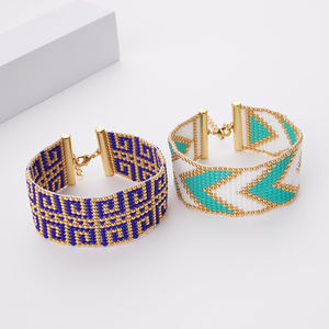 Nouveautés : Bracelets ajustables en perles plaquées or, tissés à la main, style bohème, colorés, à large bande géométrique, en perles <span class=keywords><strong>Miyuki</strong></span> - Product Image 3