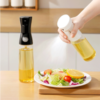 Vente en gros 200ml Vaporisateur d'huile d'olive en verre Distributeur de vinaigre Pulvérisateur d'huile de cuisson rechargeable pour friteuse à air BBQ