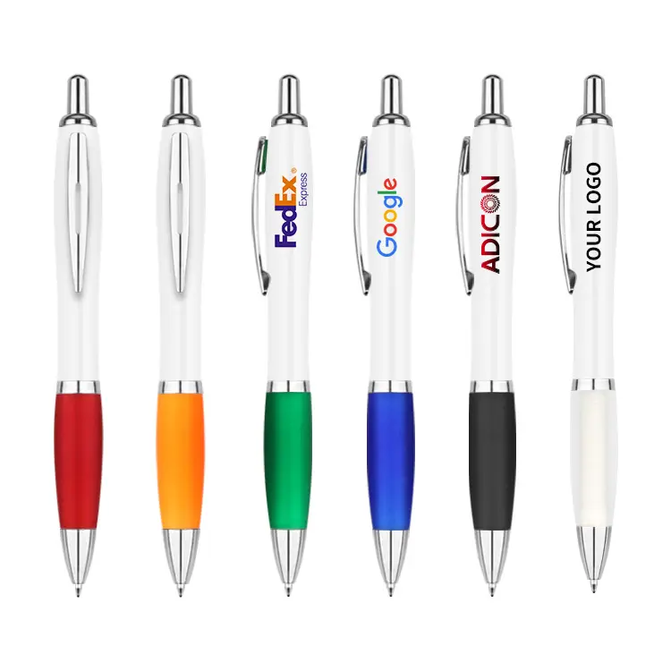 Colorful Plastic Ballpoint Pen Black Ink Pens With Custom Logo For Office School