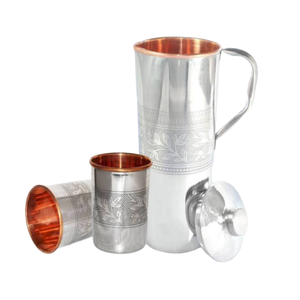 Handmade Designer Pure Copper Water Glass and Jug Setmodern Unique Classic Stylish Decorative Honeycomb Design - Product Image 6