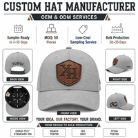 Casquette de baseball personnalisée avec patch en cuir, logo en relief, broderie haute densité, fabricant OEM ODM
