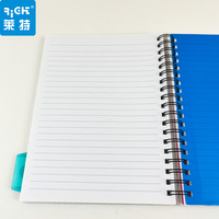 Cahier à spirales B5 avec couverture en PP, double spirale, ruban bleu et impression UV