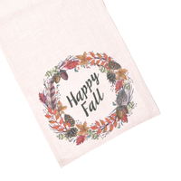 Chemin de table imprimé couronne florale Joyeux Automne, décoration de table pour la récolte d'automne et le dîner de Thanksgiving, vente au détail et en gros