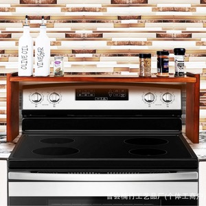Wooden Stove Top Spice Rack Vertical Kitchen Storage <b>Shelf</b> <b>Desktop</b> Single Layer Retro Color Tree Material - Product Image 2