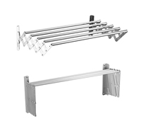 Séchoir à linge mural rétractable avec 5 barres, séchoir à linge en aluminium à l'allongement accordéon, gain de place, pour balcon