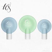 Bouteilles en plastique personnalisées de forme unique de 50/70/90 ml de couleur vert sarcelle avec pulvérisateur à pompe pour crème solaire, crème pour le visage, lotion, shampoing, cosmétiques