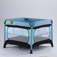 Lit de voyage portable en métal de grande taille pour enfants, parc de jeu carré sécurisé pour bébé, idéal pour l'extérieur, la maison, la chambre, le parc et le centre commercial
