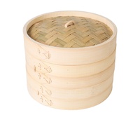 Panier vapeur artisanal en bambou naturel pour raviolis et pains, idéal pour la cuisine, les restaurants, la restauration et la vente en gros