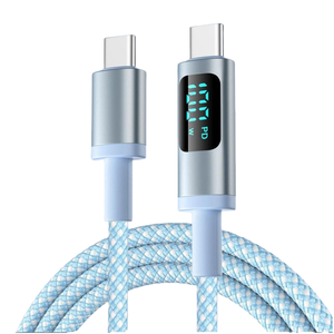 <span class=keywords><strong>Precio</strong></span> al por mayor Personalizado 1M Nylon trenzado USB Tipo-C 5A 100W Cable de carga rápida con conductor de cobre puro para teléfonos móviles - Product Image 1