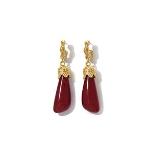 Fashion <b>Drop</b> <b>Earrings</b> 316L Stainless Steel PVD Gold Plating Sustainable Resistant <b>Red</b> Teardrop Design - Product Image 1