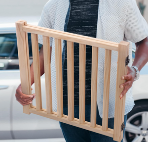 बेस्टसेलर फ्रीस्टैंडिंग लकड़ी कुत्ते गेट ओक लकड़ी पालतू जानवर के अंदर बाधा तह लकड़ी की सुरक्षा कुत्ते बाड़ - Product Image 6