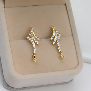 Japanese and Korean S925 <b>Silver</b> Ear Wire Plated Gold <b>Long</b> Tassel <b>Earrings</b> Women's DIY Handmade Pearl Jewelry - Product Image 3