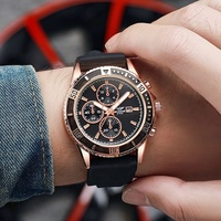 Jam Tangan Pria Silikon Quartz Laris Manis Lintas Negara, Desain Kustom Uhren, Fashion Sporty, Dekorasi Tiga Mata