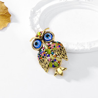 Luxe multicolore strass hibou broche broches Vintage oiseau Corsage vert résine pierre manteau accessoires fête faveurs principalement alliage