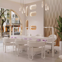 Mobilier Moderne pour Salon de Manucure : Ensemble Table et Chaise de Manucure Individuel Luxe, Table à Ongles Blanche avec Aspirateur de Poussière et Lampe UV