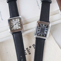 Montre classique tendance pour homme, bracelet en cuir, cadran carré, montre à quartz pour homme, montre rétro pour homme