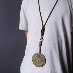 Mini Straw Fan Neck Hanging Woven Portable Wearable Fan For Tourists - Product Image 4