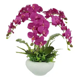 Hot Seller Real Touch Artificial Orchid Flowers For Home Decoration Pot Culture Dec. Artificial Flowers In Decorative Pots