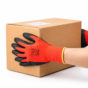 Vietnam ISO Certified Latex Coated Knitted Polyester Safety Gloves Abrasion Resistant Breathable For Construction Industry - Product Image 4