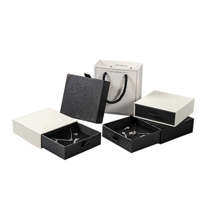 Custom logo printed luxury eco friendly gift box packaging black white mini velvet bracelet earring paper drawer jewelry boxes