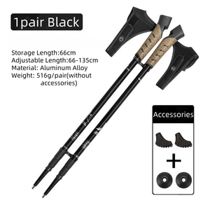 Lot <span class=keywords><strong>de</strong></span> 2 Bâtons <span class=keywords><strong>de</strong></span> Randonnée Télescopiques Légers en Alliage d'Aluminium avec Poignée en Liège, Béquille <span class=keywords><strong>de</strong></span> Tir et Bâton <span class=keywords><strong>de</strong></span> <span class=keywords><strong>Marche</strong></span> - Product Image 2