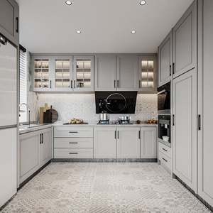 SANTOPOVA Yiwu Small Designs Black Melamine High Gloss Red Pantry Kitchen Cabinets Lowes Use for Sale - Product Image 4