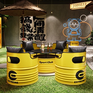 Conjunto de Muebles Comerciales Modernos de Hierro Industrial: Mesa, Sillas y Sofá <span class=keywords><strong>para</strong></span> Oficina, Bar, Gimnasio, Salón, Áreas de Comedor al Aire Libre - Product Image 4