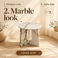 Table d'appoint en marbre fantôme Luofu de qualité supérieure pour salon moderne, accent sculptural et meuble de décoration intérieure