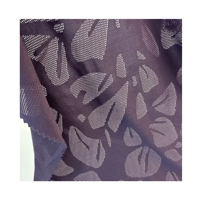 China Manufacture Quality Purple Leaf Jacquard 94% Polyester, 6% Spandex Fabric Polyester Spandex