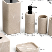 Ensemble d'accessoires de salle de bain en résine beige, style scandinave moderne et minimaliste, pour la maison ou l'hôtel