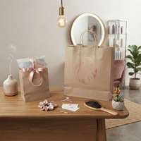 Sacs en papier kraft personnalisés KM avec logo pour salon de coiffure, barbier, marque de perruques, emballage de vente au détail, sacs cadeaux avec poignées, vente en gros
